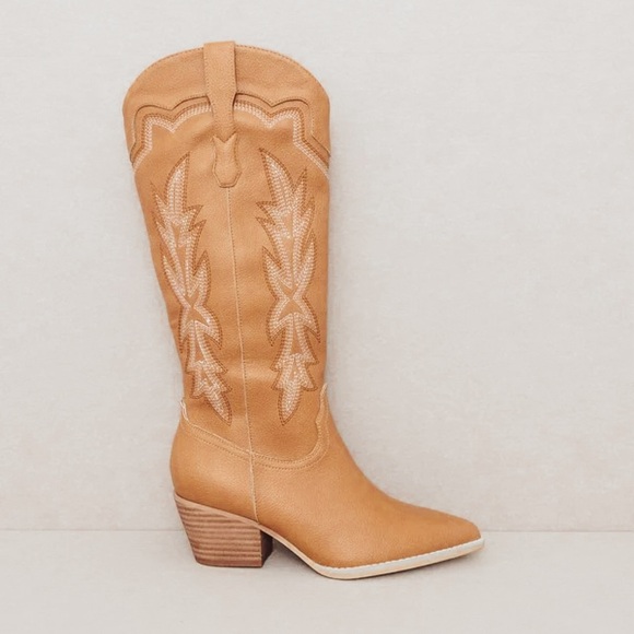 Tan Embroidered Cowboy Boots - Picture 2 of 4